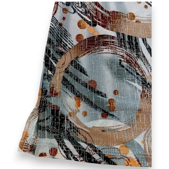 EMILY DANIELS-Women's Top-Brushed Abstract-3/4 Sleeve-SMALL-Black-Gray-Tan-White - Picture 6 of 15